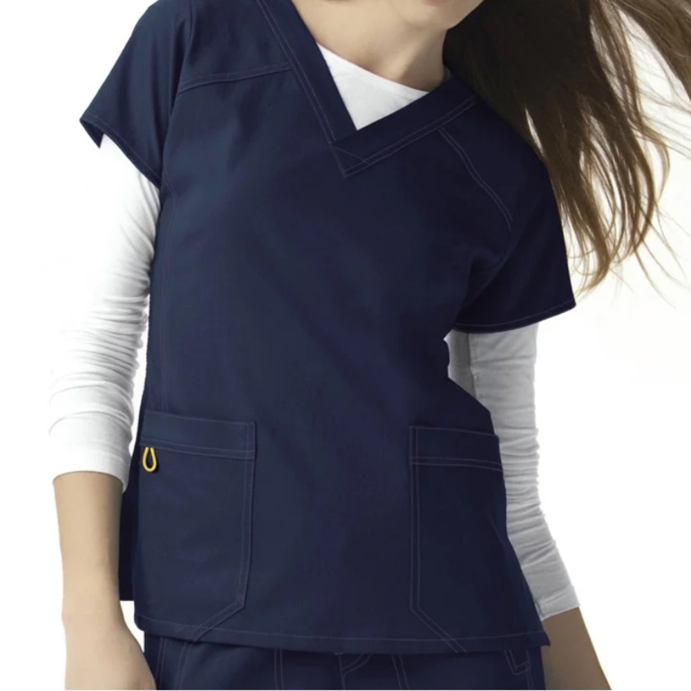 Wonder Wink Women's Navy V-Neck 4 Way Stretch Scrub Top